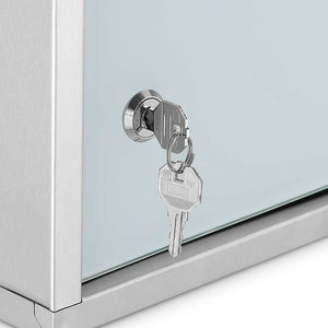 Armadietto Porta Medicinali Acciaio Inox e Vetro Satinato 50x30x18 cm con Chiave