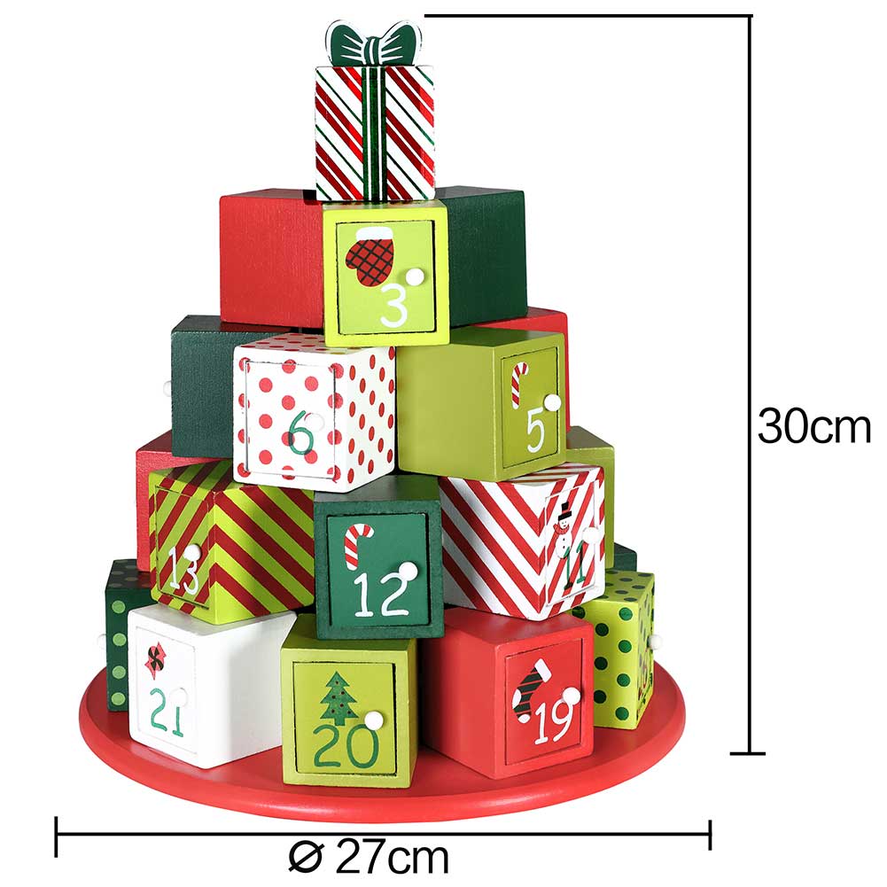 Calendario Avvento Natale Albere Regali Legno 24 Cassetti Decorazioni Natalizie