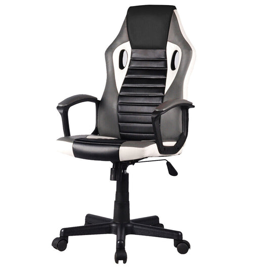 Sedia Gaming Ufficio Poltrona Scrivania Ergonomica Regolabile Girevole Bianco Grigio Nero