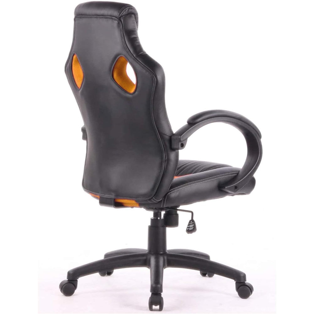 Sedia Poltrona Ufficio Direzionale Gaming Ergonomica Girevole in Ecopelle Nero Arancio