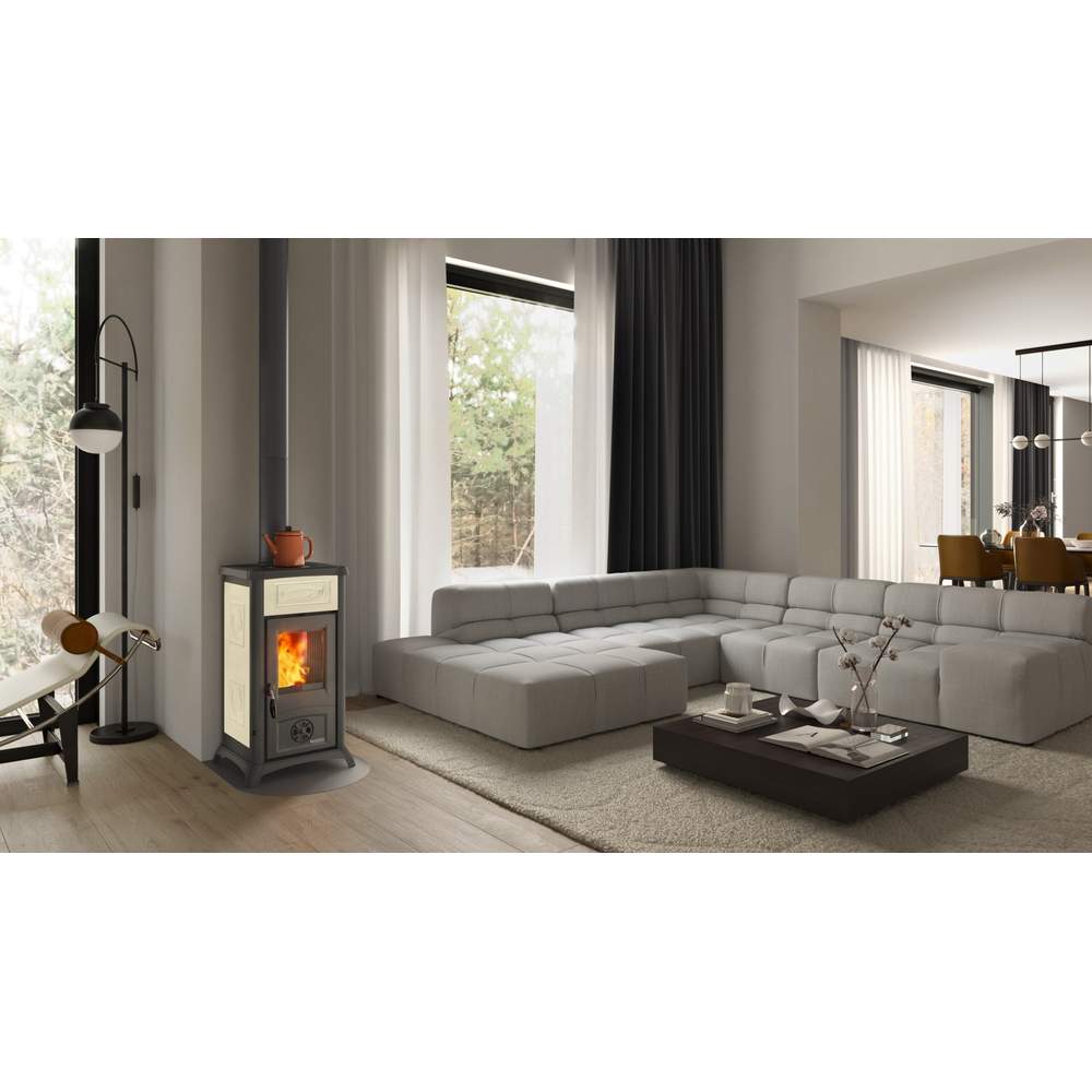 Stufa a Legna Gemma 5.0 Ceramica Bianca Nordica