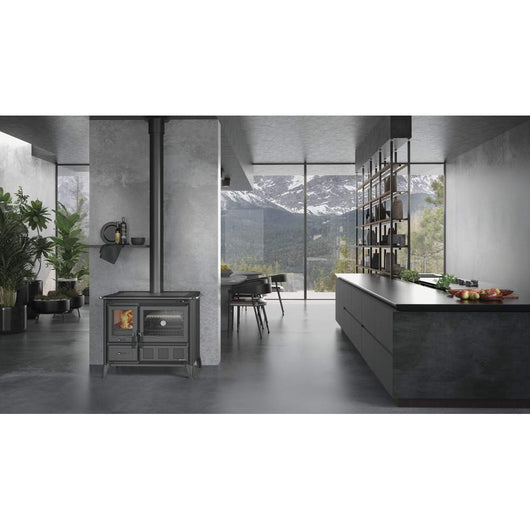Stufa a legna VST con Forno in Ghisa Gardenia XXL VST Nero Acciaio Nordica