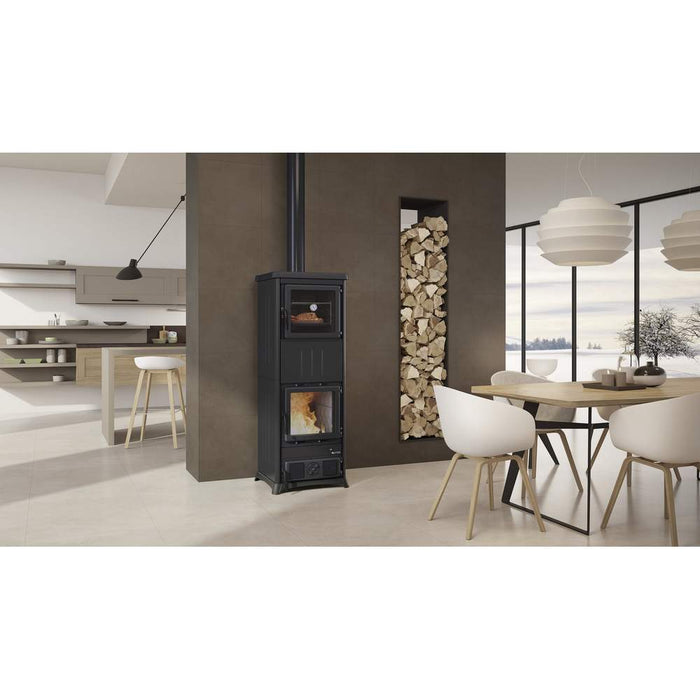 Stufa a Legna con Forno Nova Steel Nero Antracite Nordica