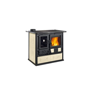 Stufa a Legna VST Rosa Sinistra Reverse in Maiolica Nordica Colore: Panna