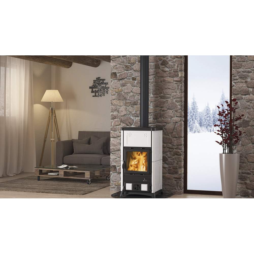 Stufa a Legna Nordica Fedora 8,3 kW Rivestimento Maiolica Colore: Bordeaux