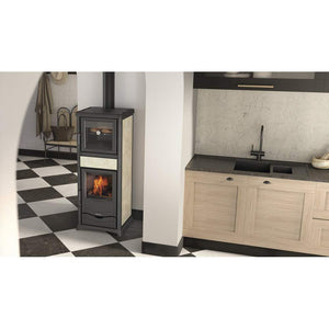 Stufa a Legna con Forno Rossella Plus con Forno 5.0 Maiolica Nordica Colore: Panna