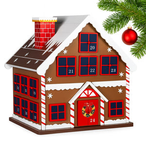 Calendario Avvento Natale Casetta Legno 24 Cassetti Decorazioni Natalizie