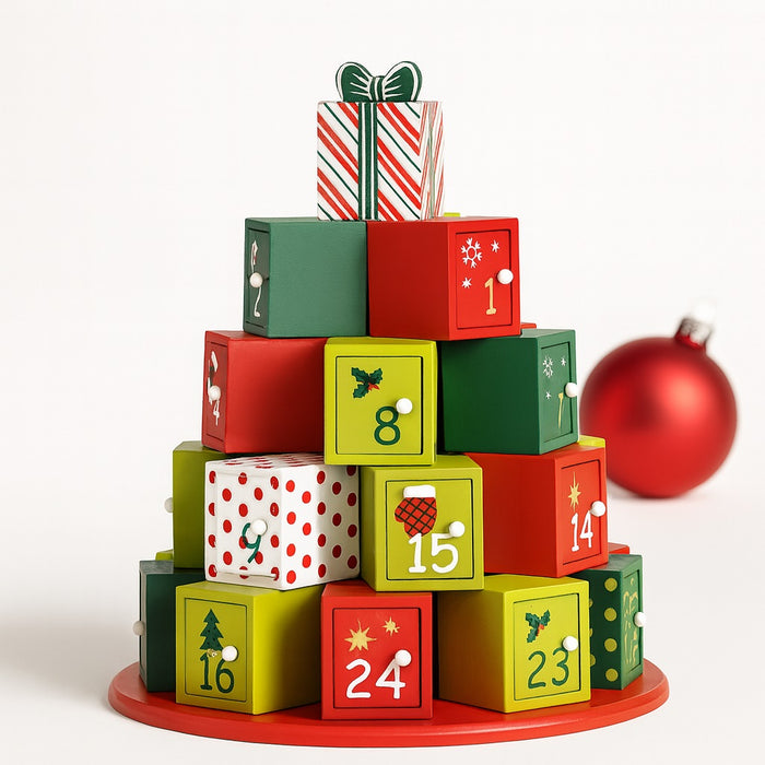 Calendario Avvento Natale Albere Regali Legno 24 Cassetti Decorazioni Natalizie