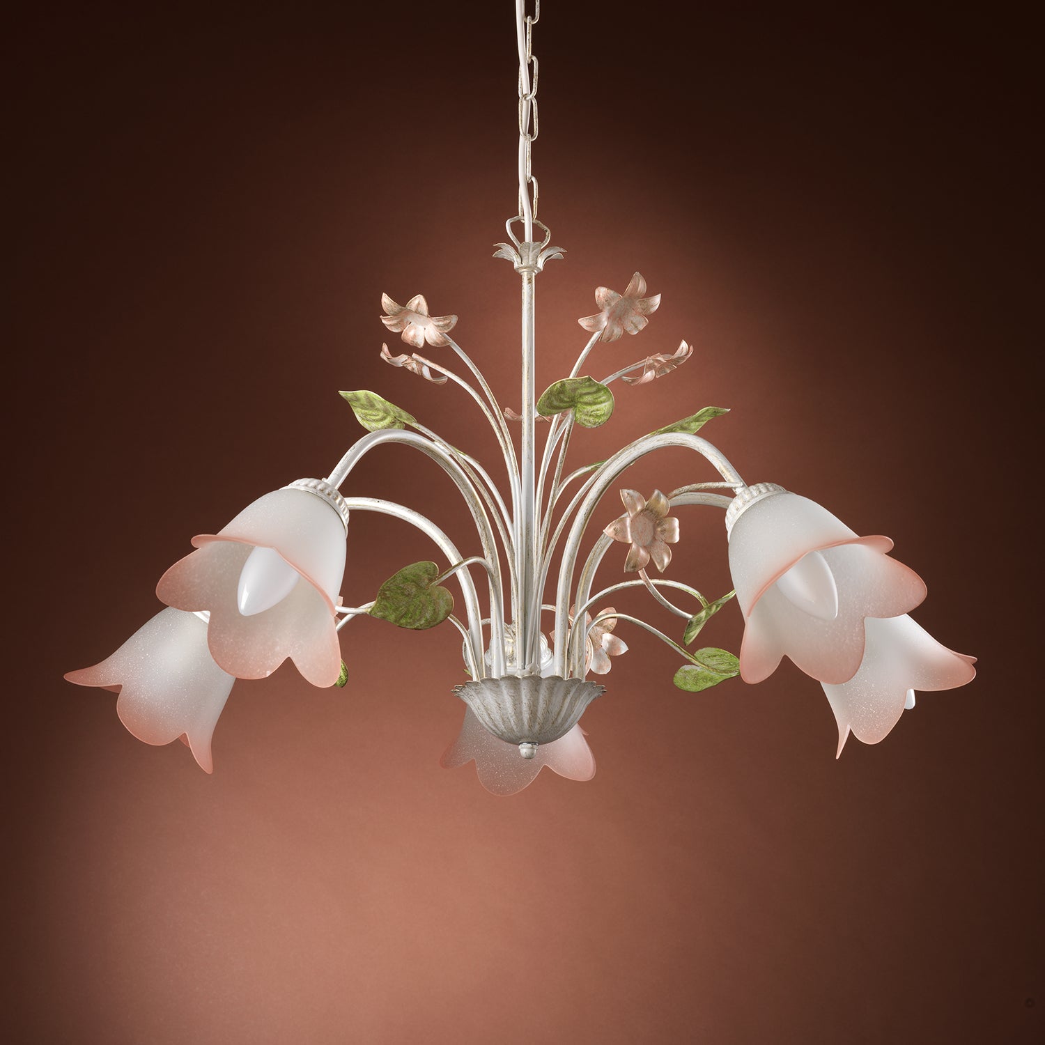 Lampadario 5 luci Botton d'oro