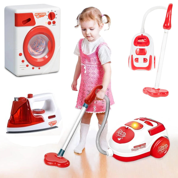 Elettrodomestici Giocattolo per Bambini Asse da Stiro Lavatrice Aspirapolvere