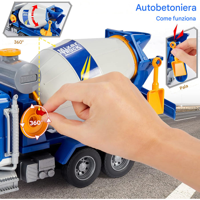 Betoniera Camion Giocattolo per Bambini con Luci e Suoni Realistici Idea Regalo