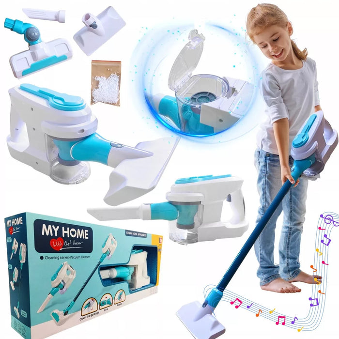 Aspirapolvere Giocattolo per Bambini Testine Cambiabili Luci e Suoni Idea Regalo
