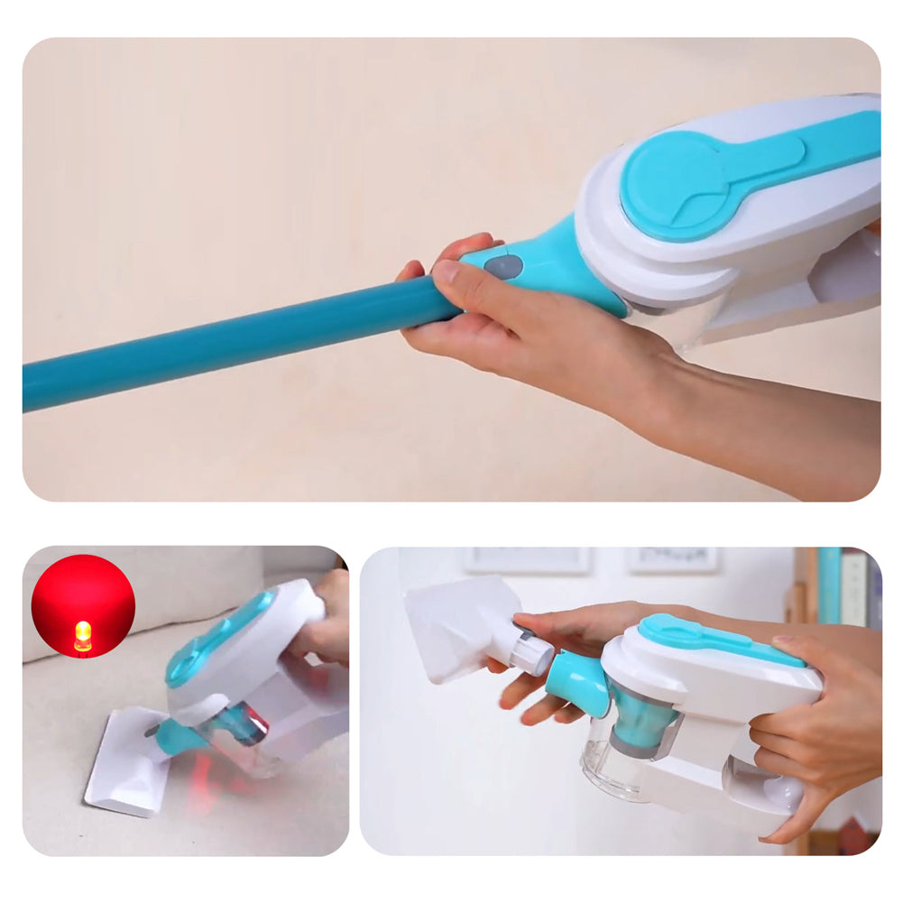 Aspirapolvere Giocattolo per Bambini Testine Cambiabili Luci e Suoni Idea Regalo