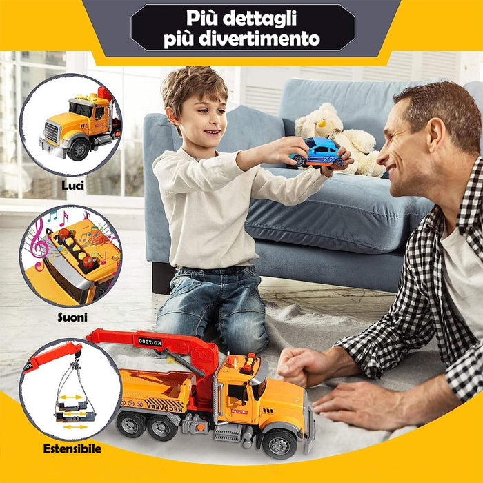 Carro Attrezzi Giocattolo per Bambini Luci e Suoni Camion Soccorso Idea Regalo