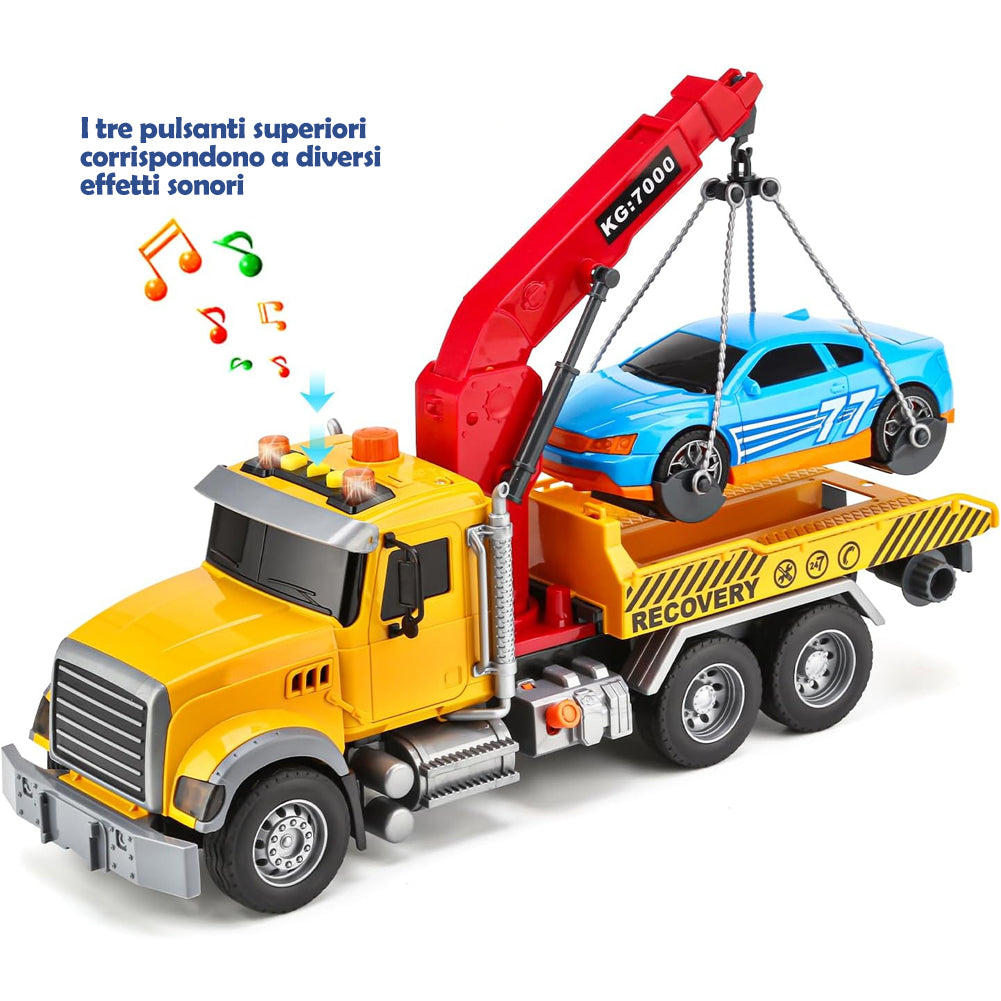 Carro Attrezzi Giocattolo per Bambini Luci e Suoni Camion Soccorso Idea Regalo