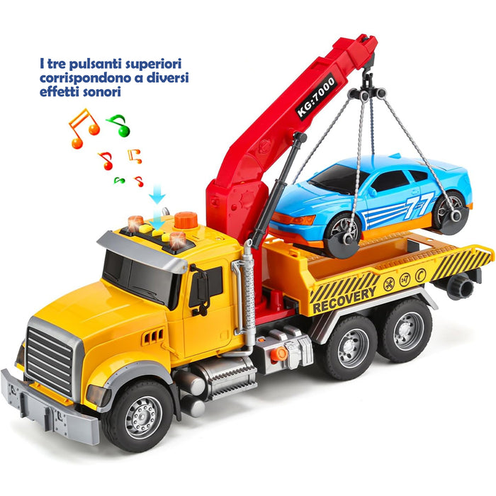 Carro Attrezzi Giocattolo per Bambini Luci e Suoni Camion Soccorso Idea Regalo