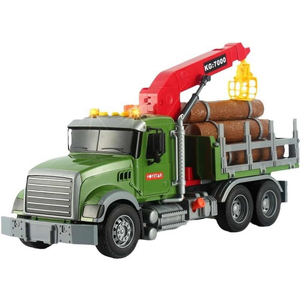 Camion Giocattolo con Tronchi Legno e Gru Veicolo Gioco per Bambini Idea Regalo