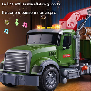 Camion Giocattolo con Tronchi Legno e Gru Veicolo Gioco per Bambini Idea Regalo
