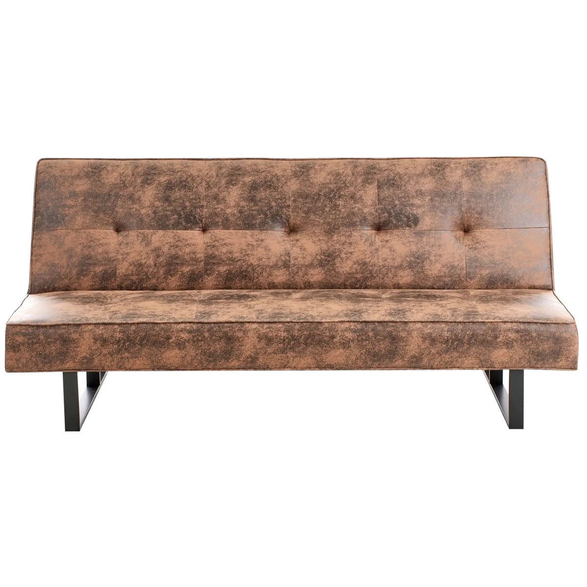 Divano Letto 3 Posti Click Clack Pelle Ecologica Marrone Vintage Design Moderno