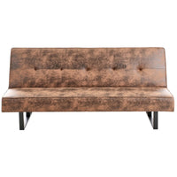 Divano Letto 3 Posti Click Clack Pelle Ecologica Marrone Vintage Design Moderno