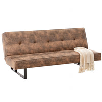 Divano Letto 3 Posti Click Clack Pelle Ecologica Marrone Vintage Design Moderno