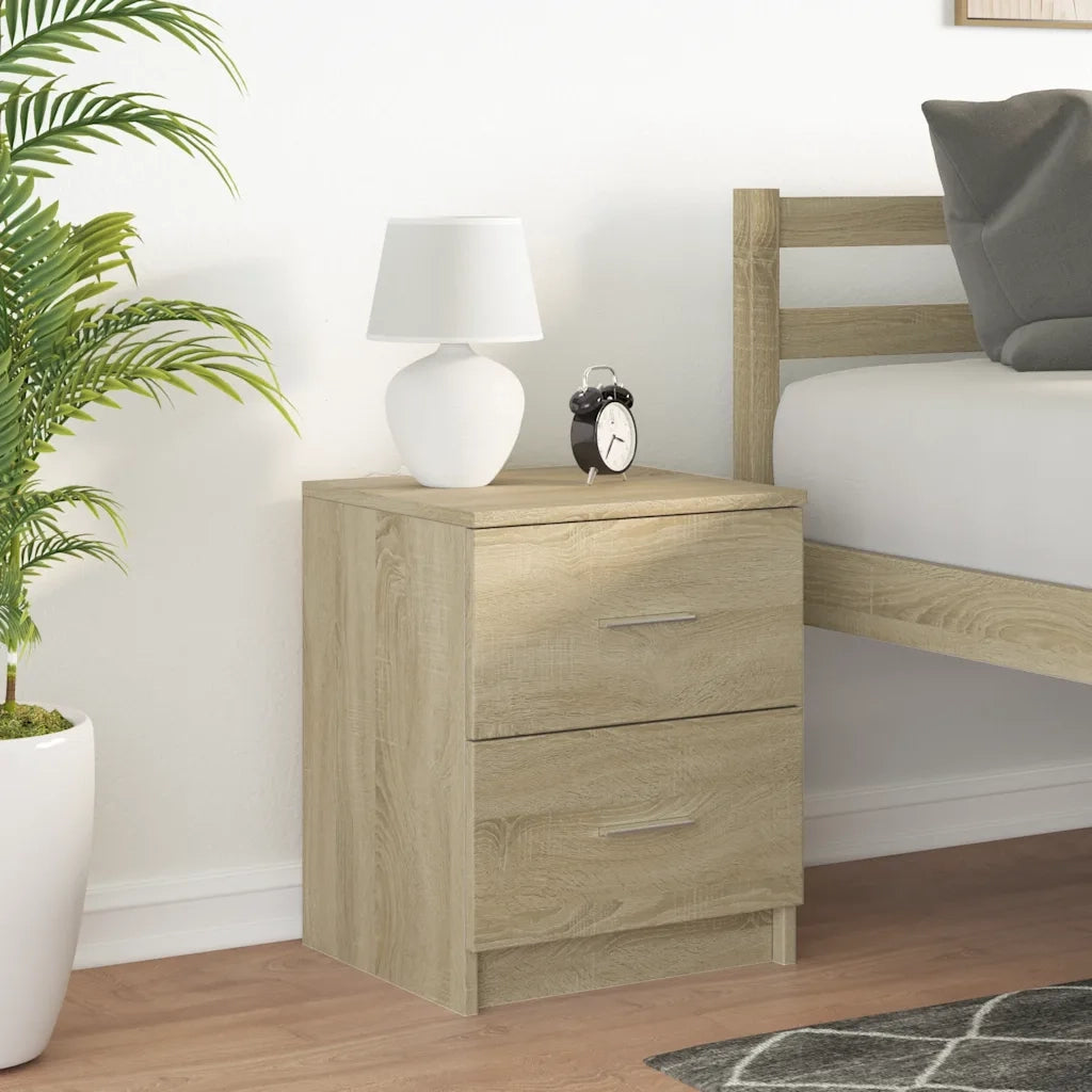 Comodino | Armadio da Notte | Mobiletto da notte con 2 Cassetti Rovere Sonoma 40x36x50 cm