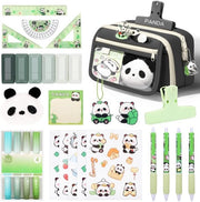 Set di scuola per bambini, 29 articoli in una custodia nera, 4 matite coloranti, 4 pennarelli, 6 nastri di correzione, 4 righelli, strisce adesive, articoli per la scuola per bambine