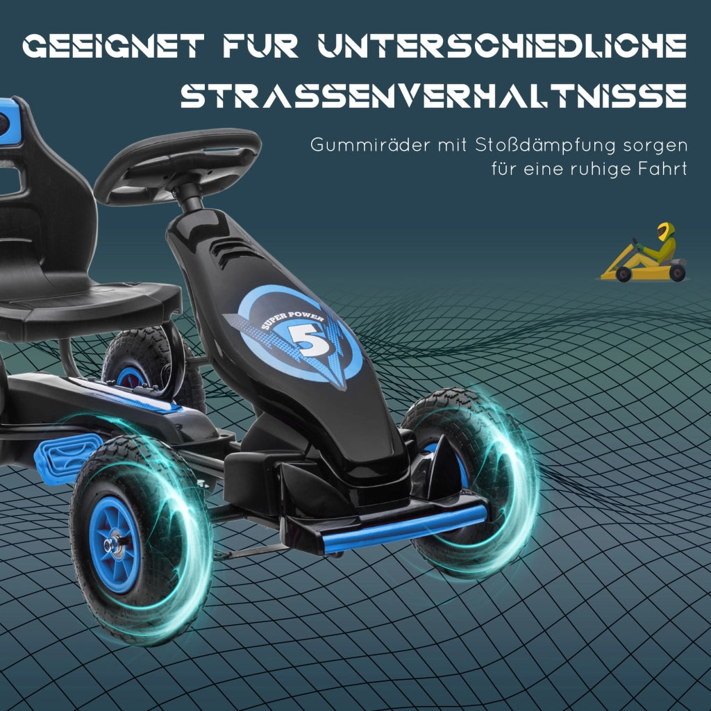 Go Kart per Bambini con Pedali e Sedile Regolabile ¨C Minimal ¨C Blu e Nero 121x58x61 cm
