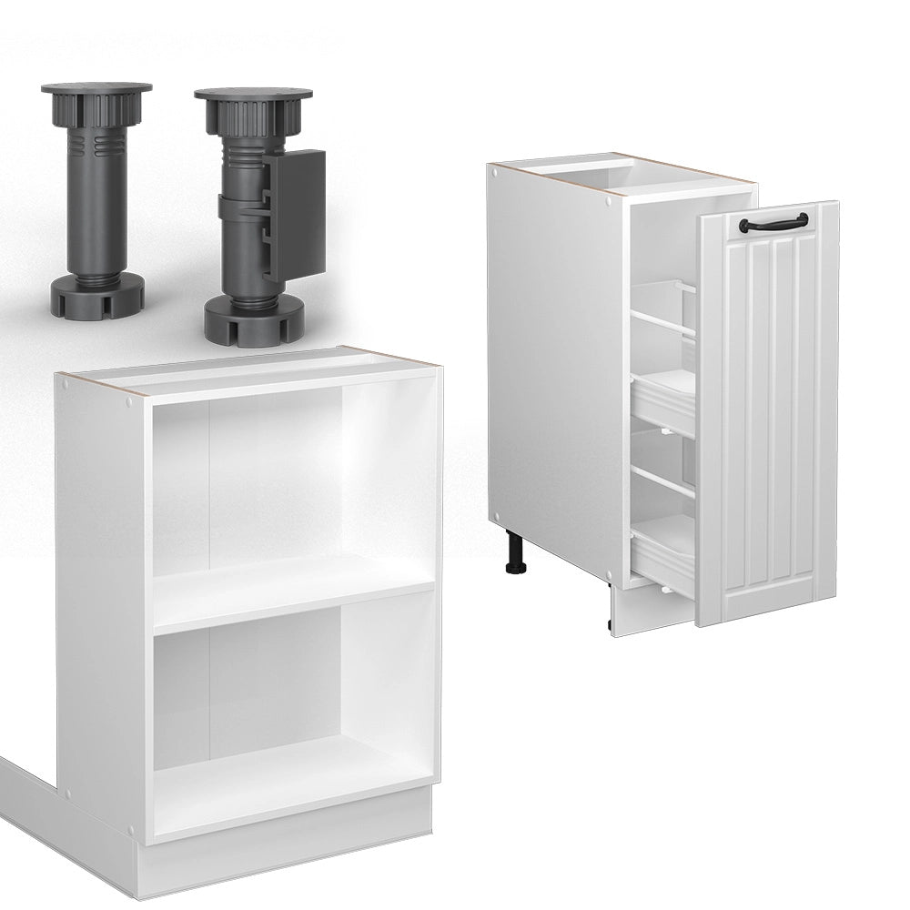 Isola cucina Fame-Line Bianco rustico/Bianco 90 cm con cassetto, senza piano di lavoro Vicco