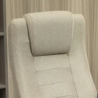 Sedia da Ufficio in Lino, Regolabile in Altezza, Funzione Dondolo, 5 Ruote, Beige