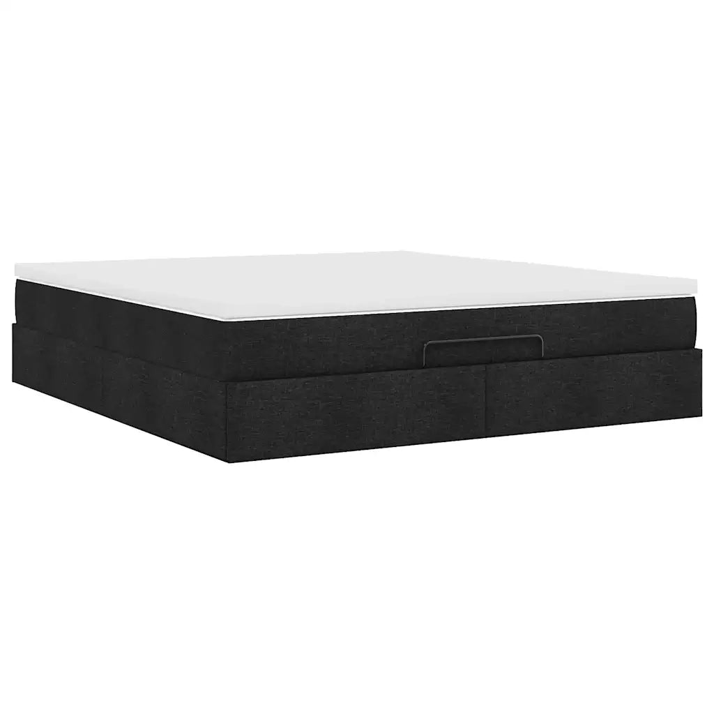 Struttura Letto Pouf con Materasso Nero 160x200 cm in Tessuto 3311122