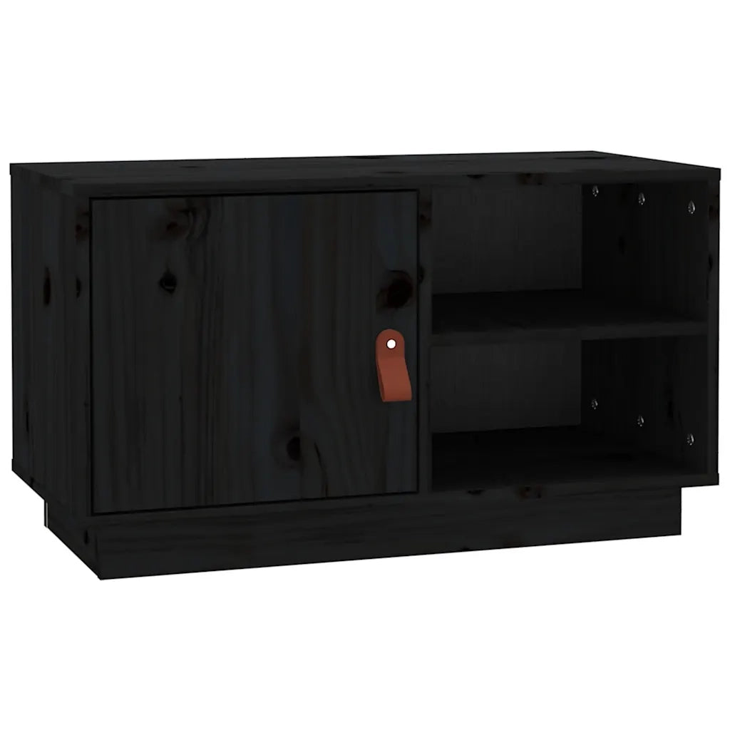 Mobile Porta TV-Mobile per TV-Credenza TV Nero 70x34x40 cm in Legno Massello di Pino