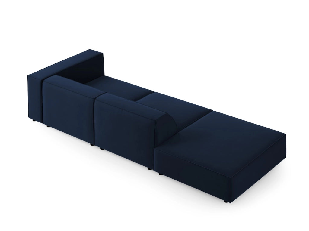 Cosmopolitan Design - Divano sinistro "Arendal" 4 posti in velluto blu reale 