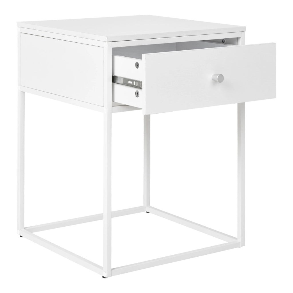 Comodino Vita, Bianco, Metallo, 40x40x55 cm
