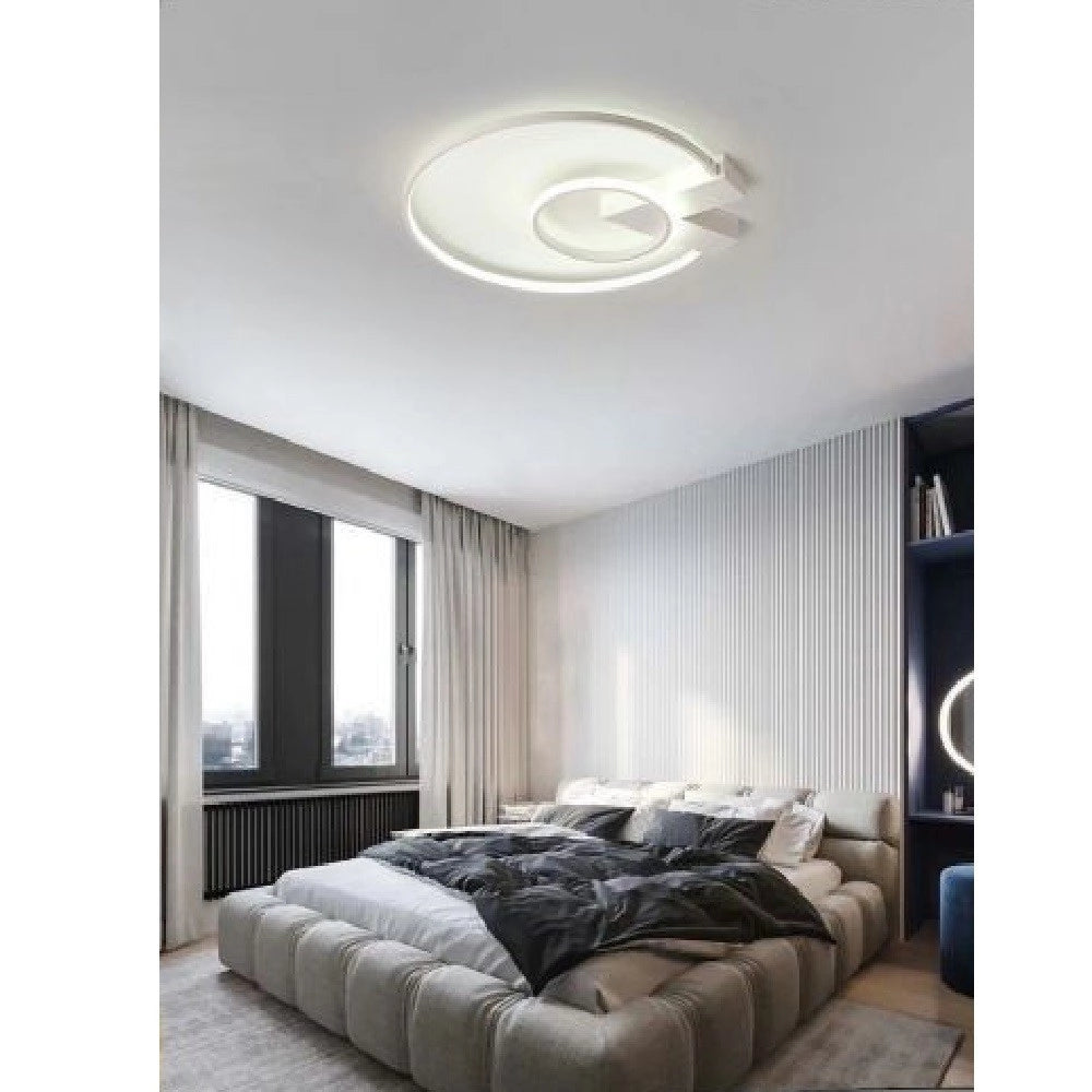 Trade Shop - Plafoniera Led 32w Lampadario Soffitto Design Cerchi Moderno Tondo Bianco Pn-04b -