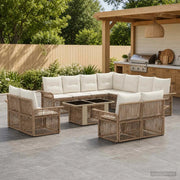 Set Divano da Giardino 12 pz Beige e Bianco Crema polyrattan 3436719