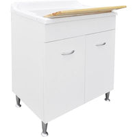 Lavatoio con mobile e tavola in legno