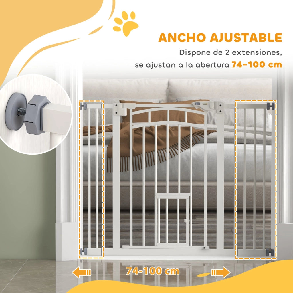 Cancelletto di Sicurezza per Cani 74-100 cm ¨C Xylo ¨C Montaggio a Pressione Bianco