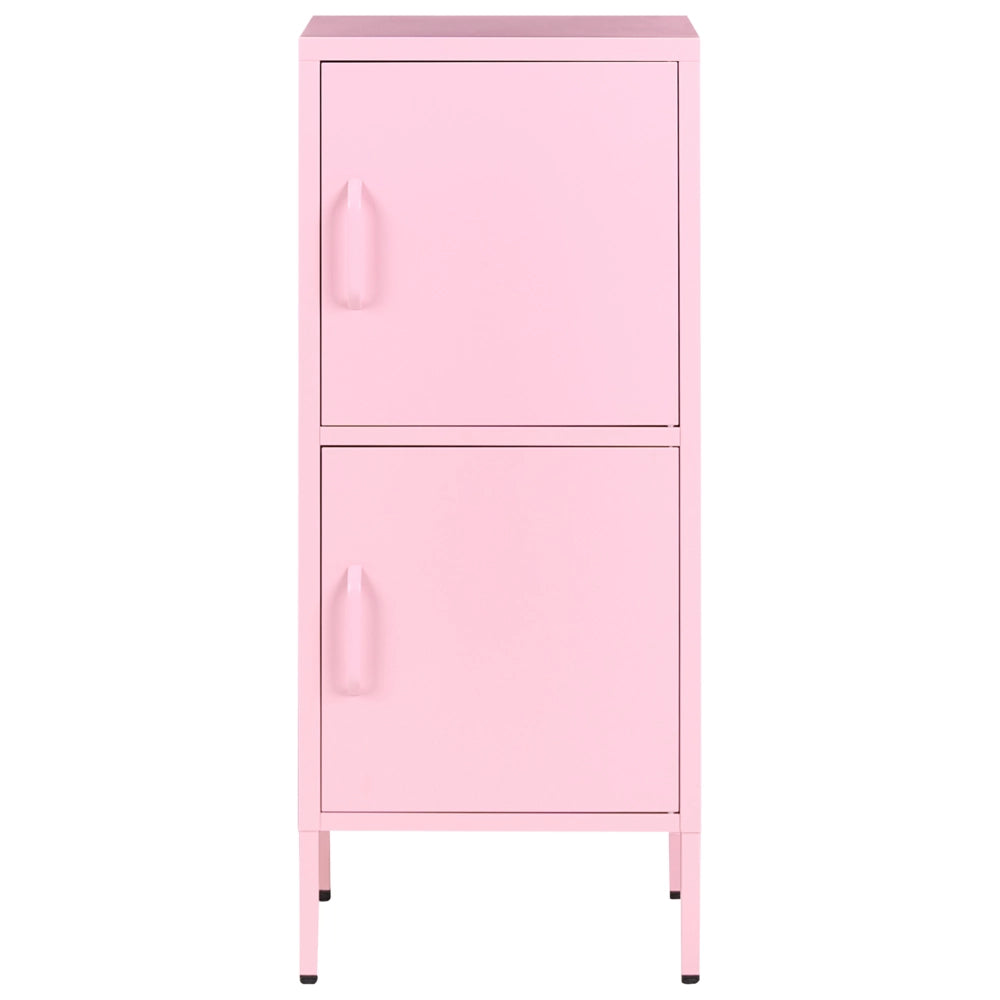 Mobile contenitore a 2 ante in acciaio rosa per l'ufficio domestico con 4 ripiani stile industriale moderno