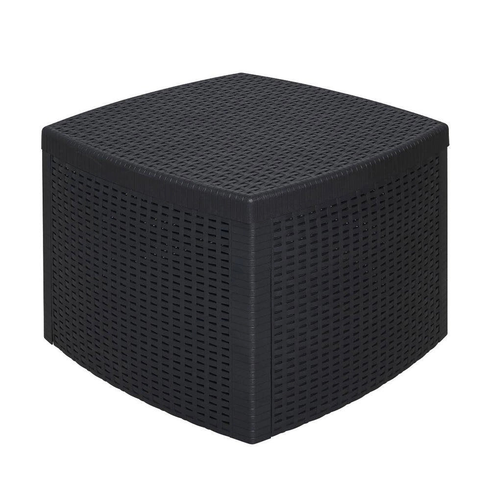 Tavolino da esterno Akane, Tavolino contenitore, Tavolo basso effetto rattan, 100% Made in Italy, Cm 53x53h40, Antracite