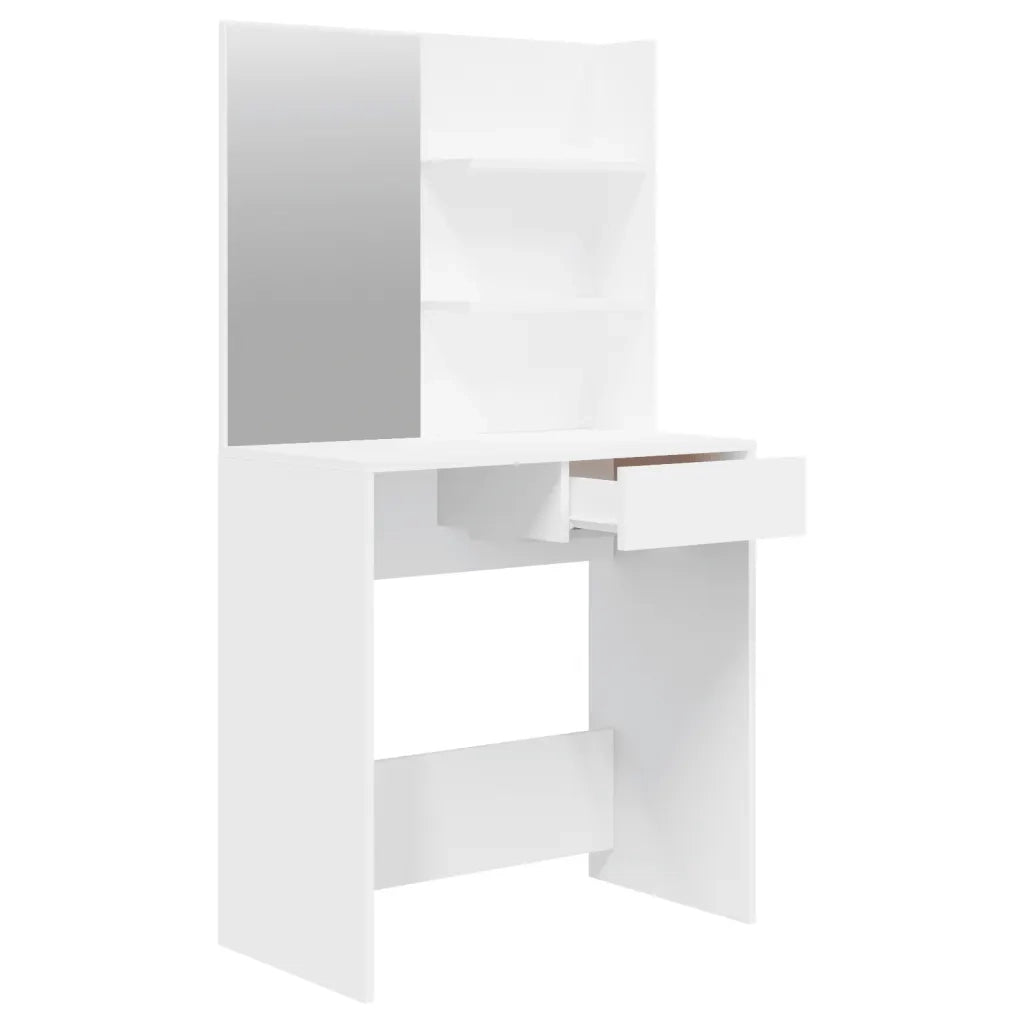 Toeletta | Tavolo da Trucco con Specchio Bianco 74,5x40x141 cm