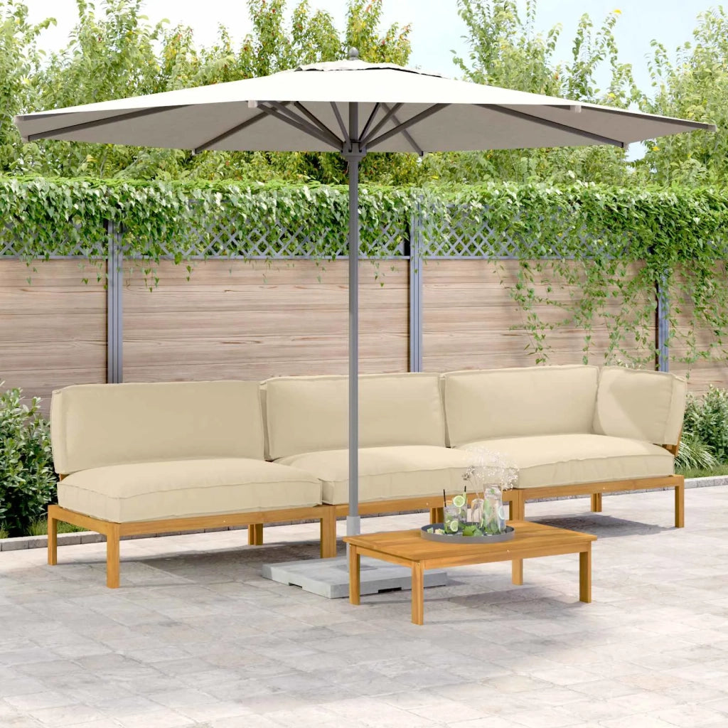 Set di divani con cuscino 4 pcs Beige Legno di Acacia Massello 3418487