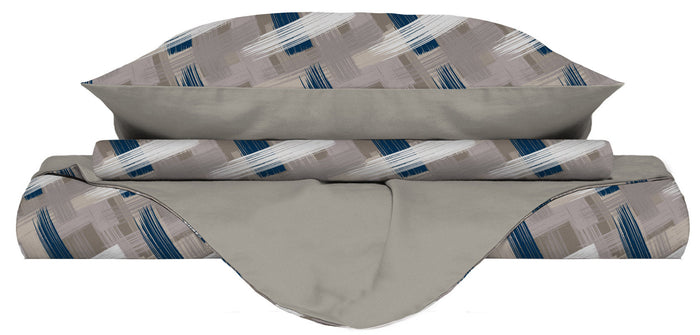 Copripiumino Matrimoniale con Stampa sul Sacco e Federe Doubleface Pennellate