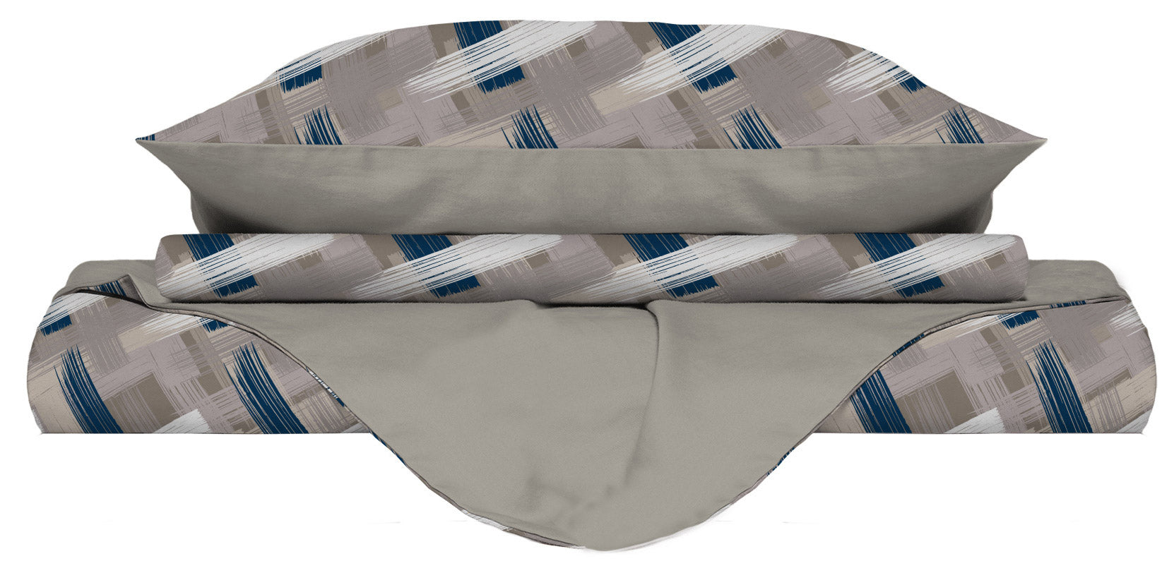 Copripiumino 1 Piazza e Mezzo con Stampa sul Sacco e Federe Doubleface Pennellate