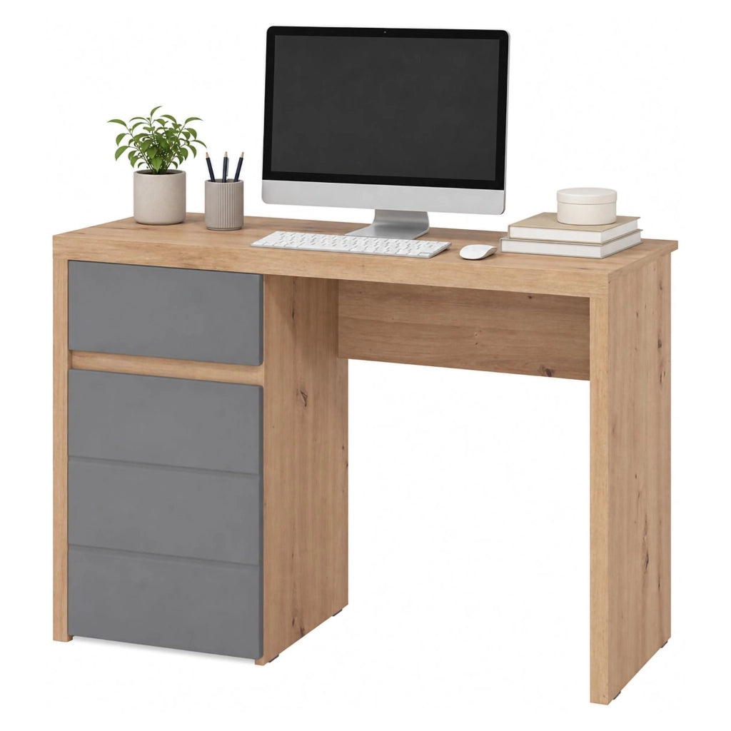 Anholt, Scrivania un Cassetto, 98x47x74h cm Marrone Rovere Nodi