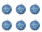 Palline di Natale in Vetro Blu Brillante Paillettes Decorazioni Addobbi Albero Diametro: 80 mm
