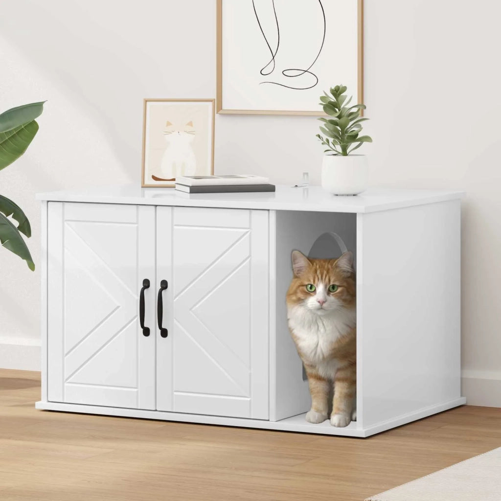 Casa per Gatti Bianco Lucido 85 x 55 x 50 cm Legno multistrato CFW3957456