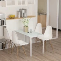 Tavolo Rettangolare da 4 Persone per Cucina e Soggiorno, Tavolo Moderno in Metallo e Vetro Temperato, 120x60x75 cm, Bianco