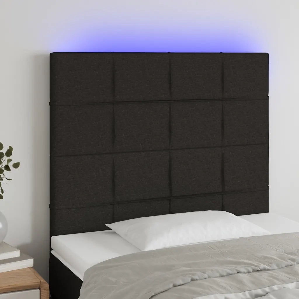 Testiera | Testata a LED Nera 100x5x118/128 cm in Tessuto