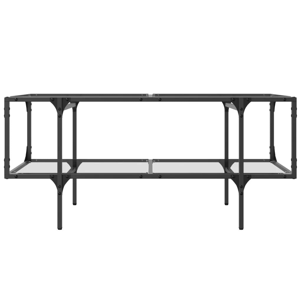 Tavolini con Piano Vetro Trasparente 2 pz 98,5x50x45 cm Acciaio 846042